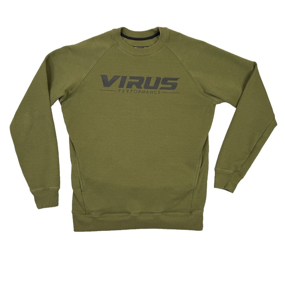 Virus Intl Sweatshirt Mens XS Green Pullover Performance Raglan Sleeve Athletic